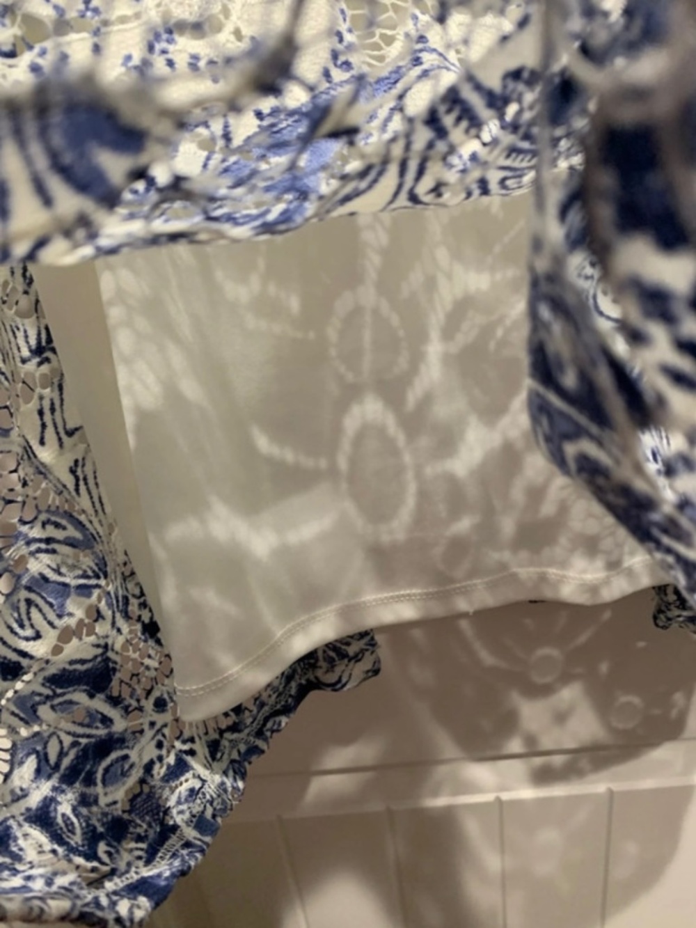 Women’s Cream and Navy Blue dress